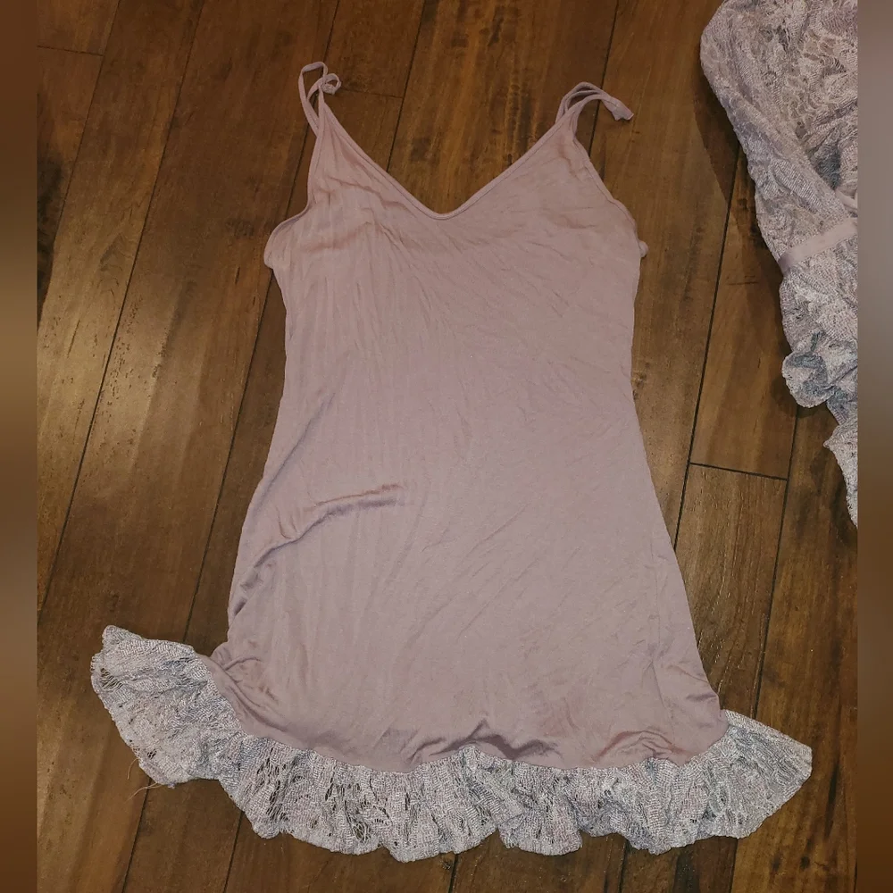 Free People Ruby Crochet Lace Mini Long Sleeve Dress in Soft Purple - Small - Picture 13 of 15